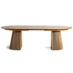 Lewis - Lamel ovalt Spisebord I Egefiner med udtræk 200/250/300 CM - 2x tillægsplader medfølger