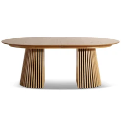 Lewis - Lamel ovalt Spisebord I Egefiner med udtræk 200/250/300 CM - 2x tillægsplader medfølger