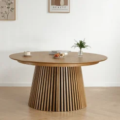 Lewis - Lamel rundt Spisebord I Egefiner med udtræk 150/190/230 CM - 2x tillægsplader medfølger