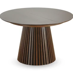 Lewis - Lamel rundt Spisebord I røget Egefiner med udtræk 120/160/200 CM - 2x tillægsplader medfølger