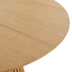 Lewis - Lamel rundt Spisebord I Egefiner med udtræk 120/160/200 CM - 2x tillægsplader medfølger