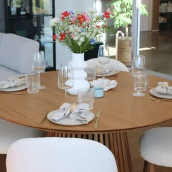 Lewis - Lamel rundt Spisebord I Egefiner med udtræk 120/160/200 CM - 2x tillægsplader medfølger