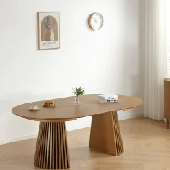 Lewis - Lamel rundt Spisebord I Egefiner med udtræk 120/160/200 CM - 2x tillægsplader medfølger