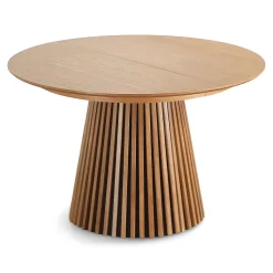 Lewis - Lamel rundt Spisebord I Egefiner med udtræk 120/160/200 CM - 2x tillægsplader medfølger