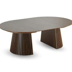 Lewis - Lamel rundt Spisebord I røget Egefiner med udtræk 150/190/230 CM - 2x tillægsplader medfølger