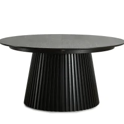 Lewis - Lamel rundt Spisebord I sort Egefiner med udtræk 150/190/230 CM - 2x tillægsplader medfølger