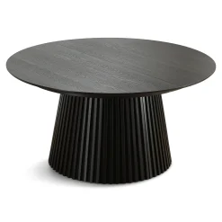 Lewis - Lamel rundt Spisebord I sort Egefiner med udtræk 150/190/230 CM - 2x tillægsplader medfølger