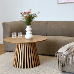 Lewis lamel sofabord naturlig egefinér Ø70 cm