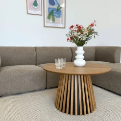 Lewis lamel sofabord naturlig egefinér Ø70 cm