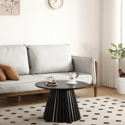 Lewis lamel sofabord sort Ø70 cm