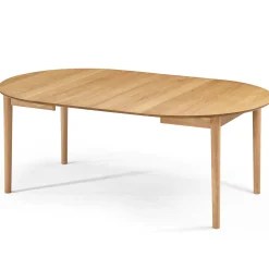 Liam rundt spisebord i olieret egefiner med udtræk 120/160/200 cm - Inkl. 2 tillægsplader