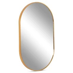 Linda ovalt spejl med messing/guld ramme 50x80 cm