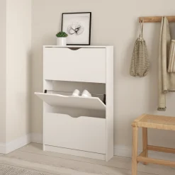 Livo skoskab med 3 låger i hvid