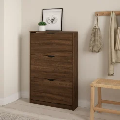 Livo skoskab med 3 låger i røget egelook