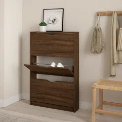 Livo skoskab med 3 låger i røget egelook