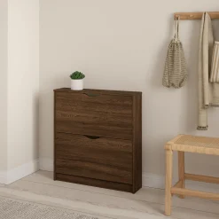 Livo skoskab med 2 låger i røget egelook