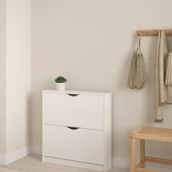 Livo skoskab med 2 låger i hvid