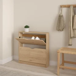 Livo skoskab med 2 låger i egelook