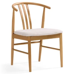 Lizzie spisebordsstol i bøg med polstret sæde i beige