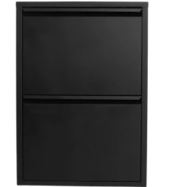 Louis skoskab - Sort metal med 2 låger