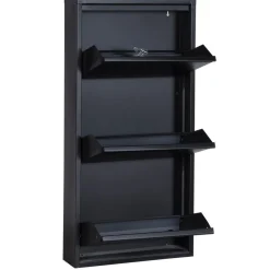 Louis skoskab - Sort metal med 3 låger