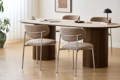 Lucinda spisebodsstol i chrome med sand tekstil