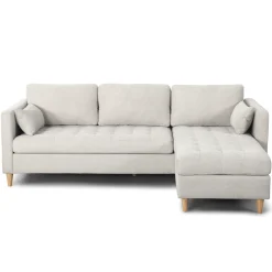 Lulu - Højrevendt og venstrevendt vendbar chaiselong sofa lys beige - L: 215 x D: 82 x H: 78 cm