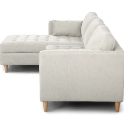 Lulu - Højrevendt og venstrevendt vendbar chaiselong sofa lys beige - L: 215 x D: 82 x H: 78 cm