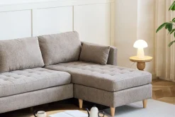 Lulu - Højrevendt og venstrevendt vendbar chaiselong sofa i sand - L: 215 x D: 82 x H: 78 cm