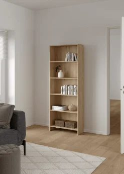 Maddie reol med 5 hylder i eg 175,5x66x25,5 cm