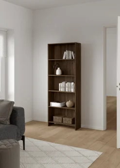 Maddie reol med 5 hylder i røget eg 175,5x66x25,5 cm