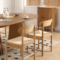 Madison træstol i eg med flet sæde