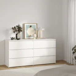 Maise kommode H:70 x B:138 x B:41 cm med 6 skuffer i hvid