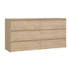 Maise kommode H:70 x B:138 x B:41 cm med 6 skuffer i egelook