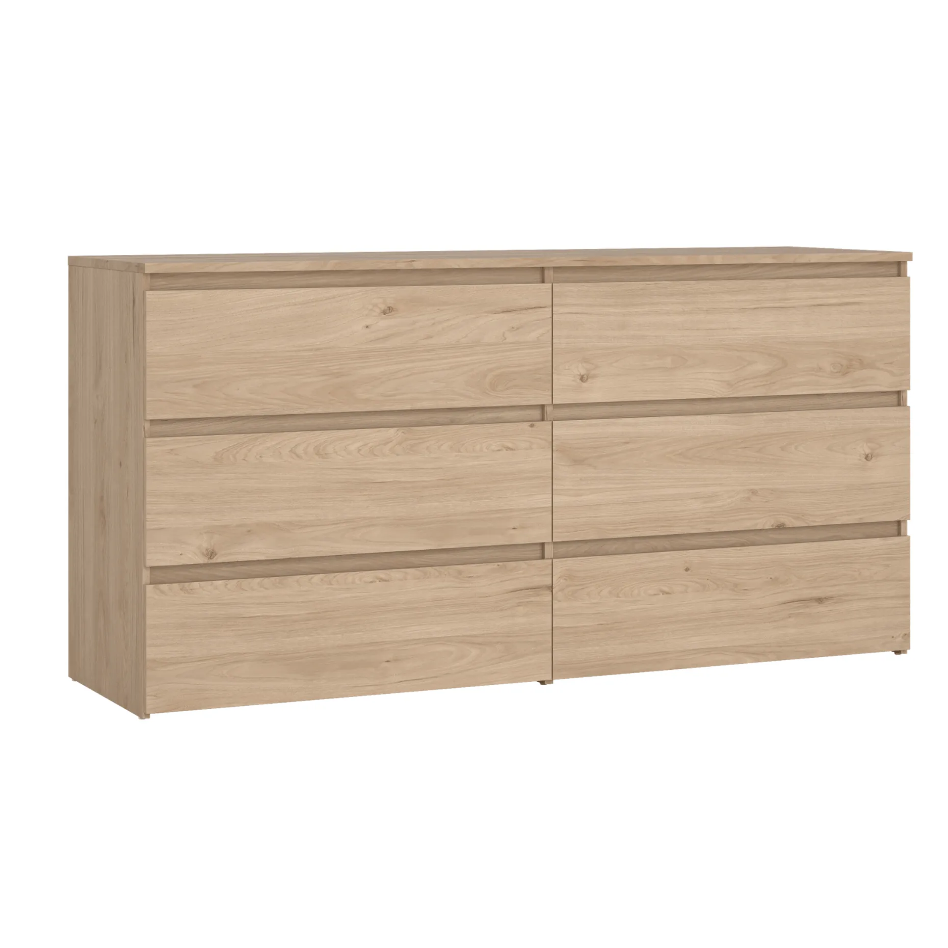 Maise kommode H:70 x B:138 x B:41 cm med 6 skuffer i egelook