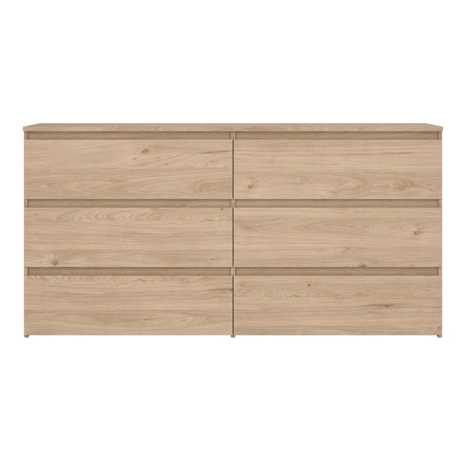 Maise kommode H:70 x B:138 x B:41 cm med 6 skuffer i egelook