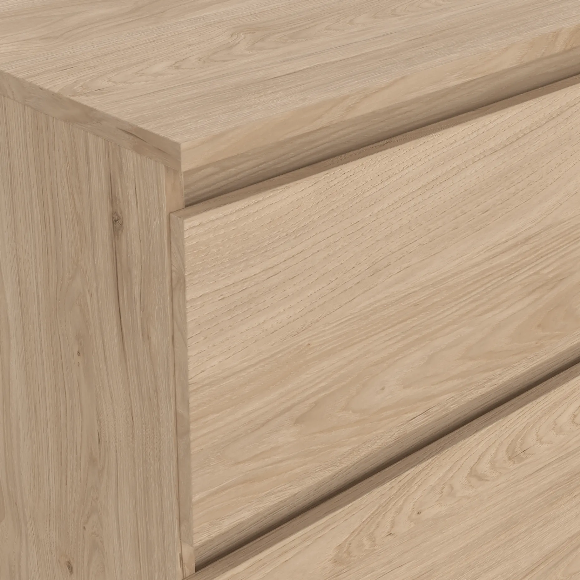Maise kommode H:70 x B:138 x B:41 cm med 6 skuffer i egelook