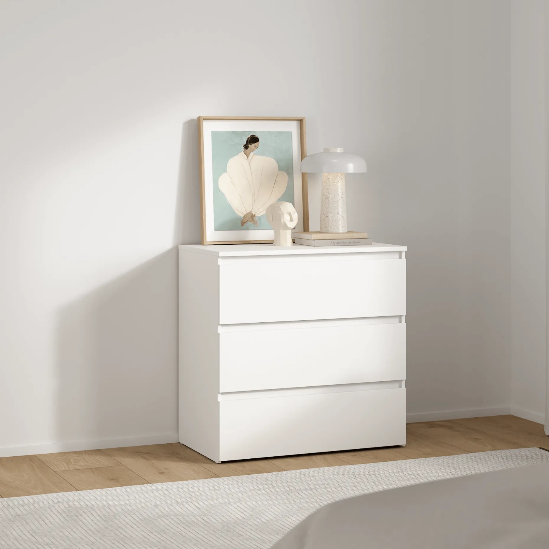 Maise kommode H:70 x B:70 x D:41 cm med 3 skuffer i hvid