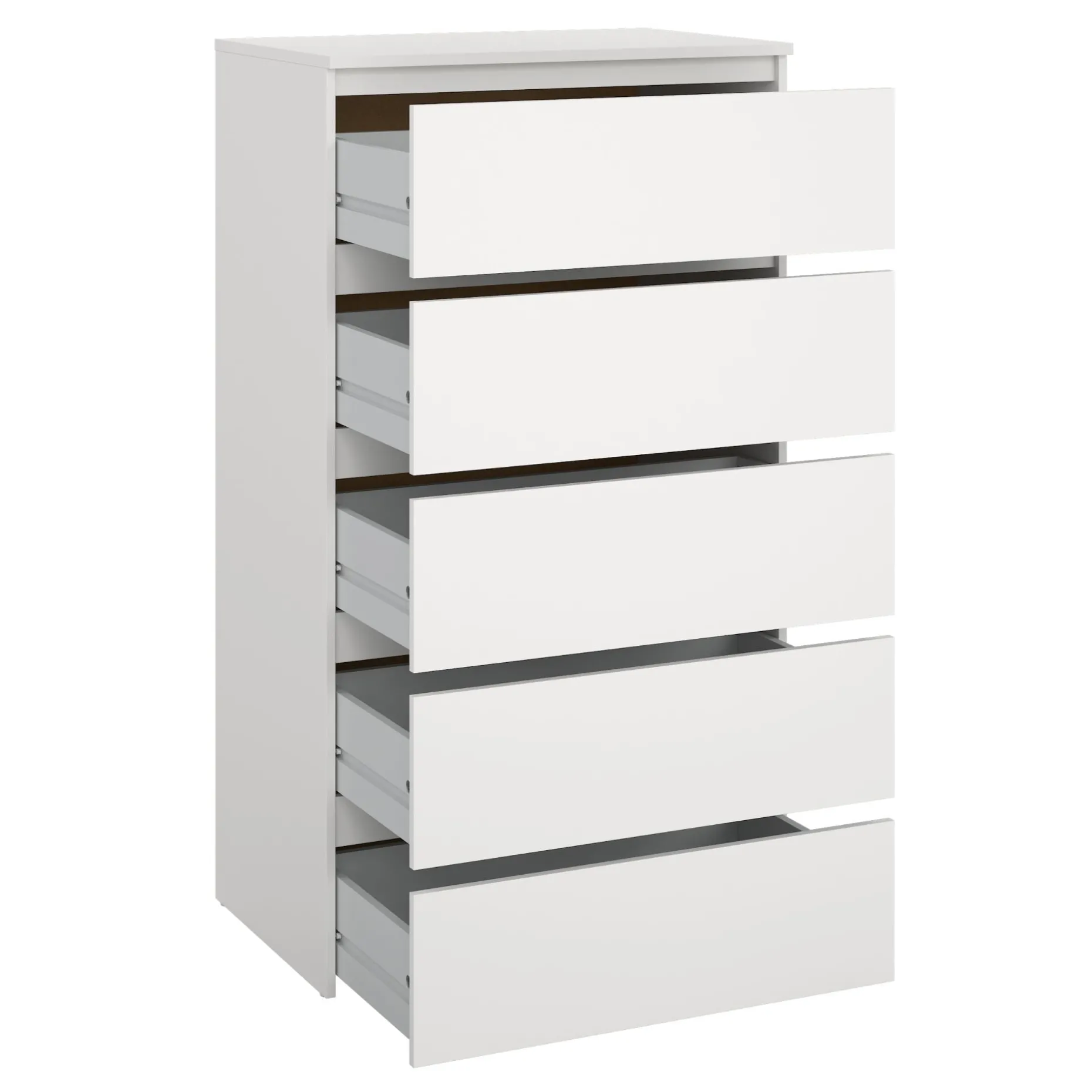 Maise kommode H:114 x B:65 x D:41 cm med 5 skuffer i hvid