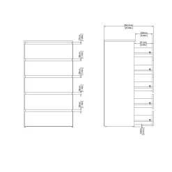 Maise kommode H:114 x B:65 x D:41 cm med 5 skuffer i hvid