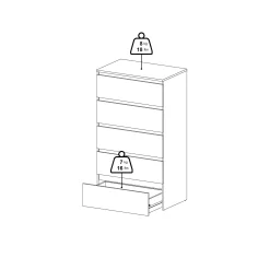 Maise kommode H:114 x B:65 x D:41 cm med 5 skuffer i hvid