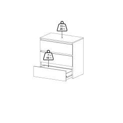 Maise kommode  H:70 x B:70 x D:41 cm med 3 skuffer i røget egelook
