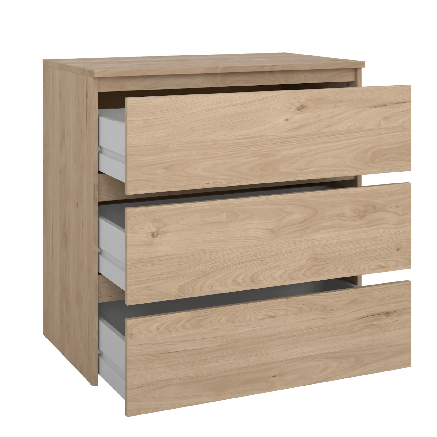 Maise kommode  H:70 x B:70 x D:41 cm med 3 skuffer i egelook