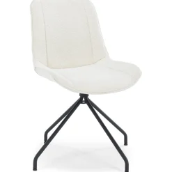 Maja spisebordsstol i hvid boucle med drejefunktion 360 grader