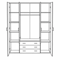 Malia garderobeskab hvid 4 låger 3 skuffer