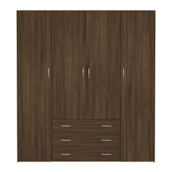 Malia garderobeskab røget egefarve 4 låger 3 skuffer