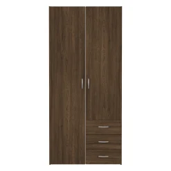 Malia garderobeskab røget egefarve 2 låger 3 skuffer