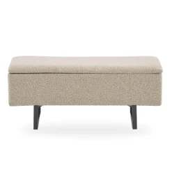 Malika bænk med opbevaring i beige boucle 95x35x42 cm