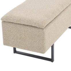 Malika bænk med opbevaring i beige boucle 95x35x42 cm