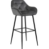 Mario barstol med ryglæn - Grå velour 65 cm